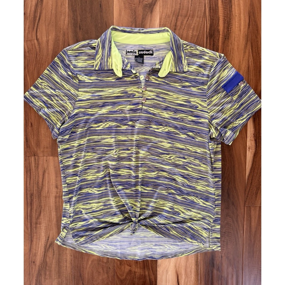 Jamie Sadock Golf Polo Shirt Multicolored Print Short Sleeve. Large
